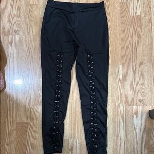 Black Lace-Up Leggings
